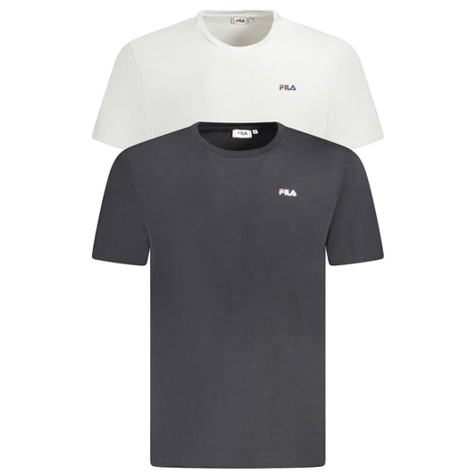 Fila - Pachet 2 Tricouri Essential cu guler rotund și logo discret, Alb/Negru - Vinty