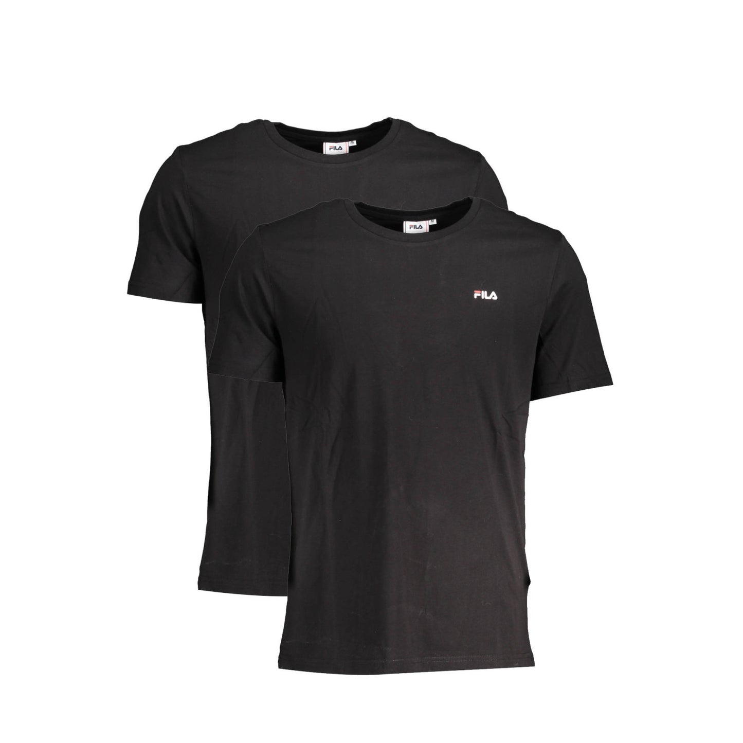 Fila - Pachet 2 Tricouri Essential cu guler rotund și logo discret, Negru - Vinty