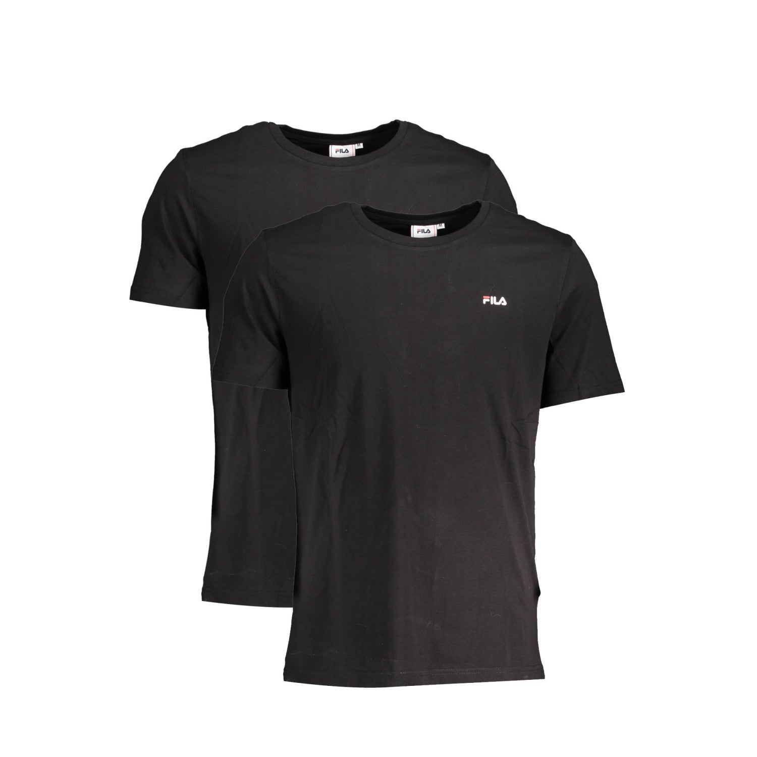 Fila - Pachet 2 Tricouri Essential cu guler rotund și logo discret, Negru - Vinty