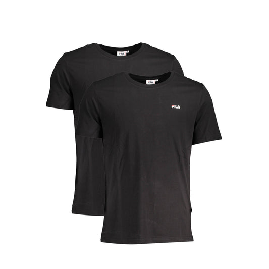 Fila - Pachet 2 Tricouri Essential cu guler rotund și logo discret, Negru - Vinty