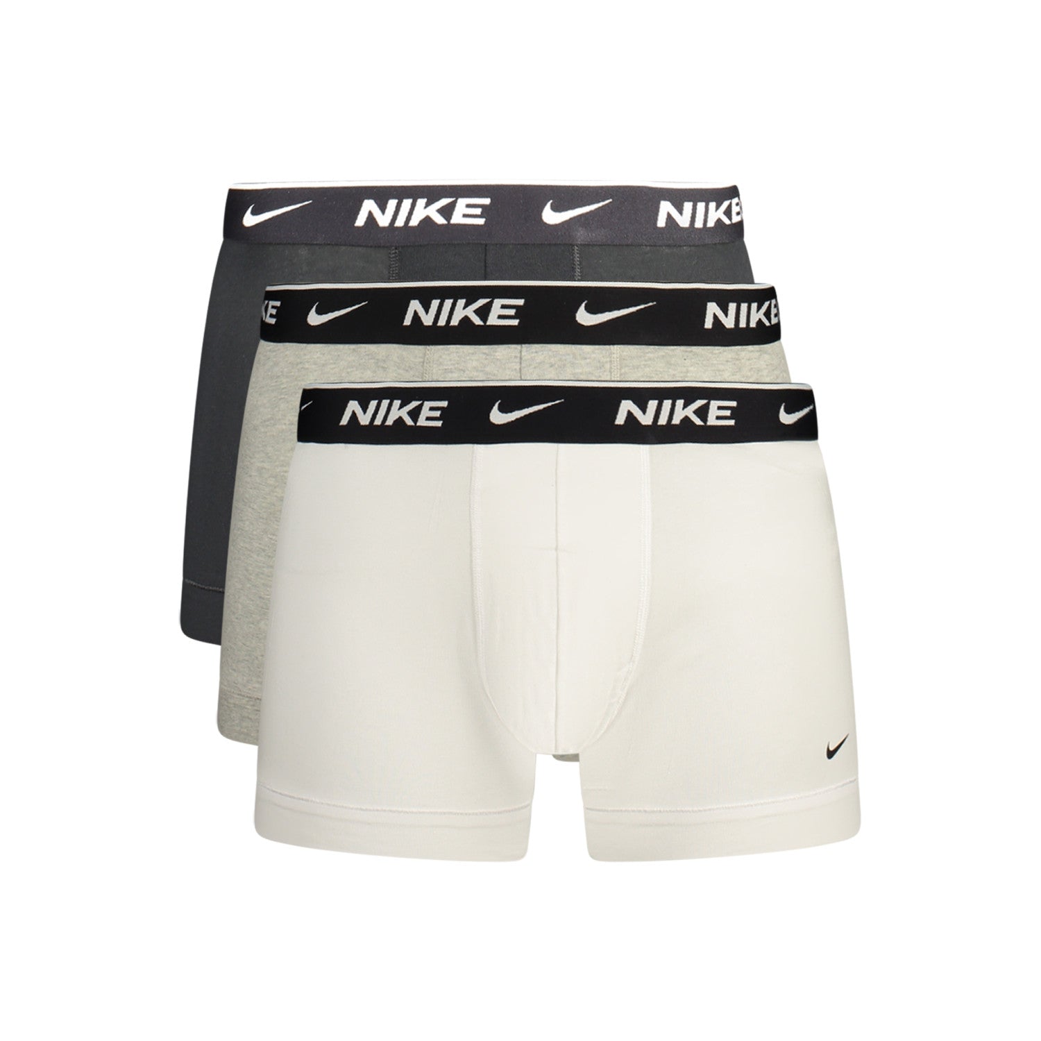 Nike – Pachet 3 Perechi Boxeri Albi/Gri/Negri cu Elastic Logo în Talie