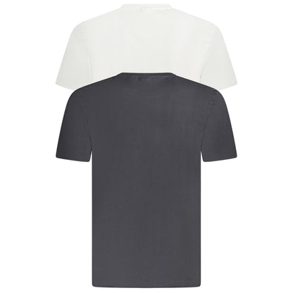 Fila - Pachet 2 Tricouri Essential cu guler rotund și logo discret, Alb/Negru - Vinty