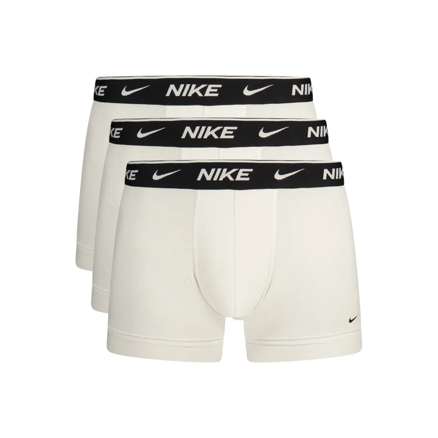 Nike, Pachet 3 perechi boxeri albi cu elastic logo în talie